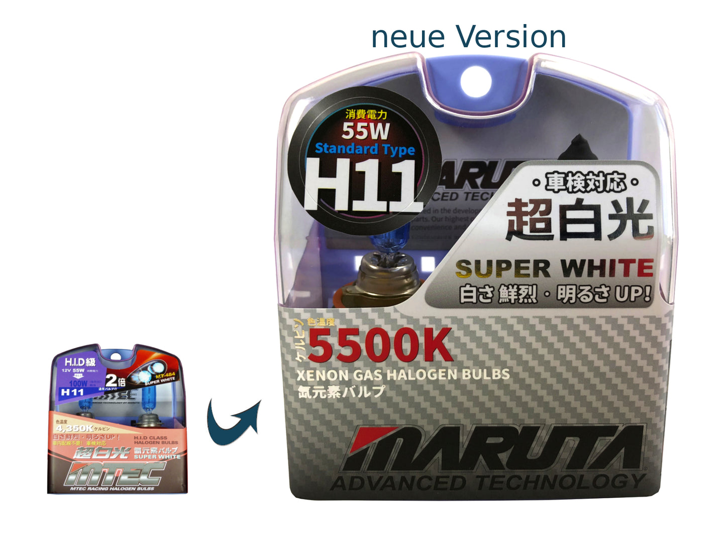 MARUTA | MTEC H11 55W SUPER WHITE MT-484 - Lampade alogene a gas Xenon 5500K - marchio ECE - Bild 8